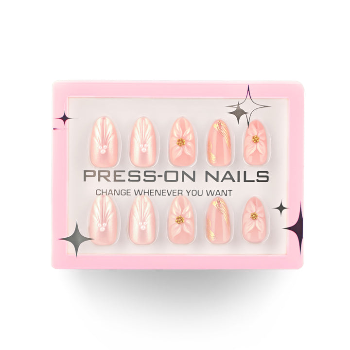 Künstliche Press-On Nägel mit elegantem Blumendesign Karnz
