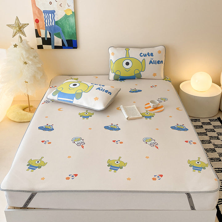 Kinder-Matratzenschoner-Topper mit rutschfester Unterseite und niedlichem Bären-Print