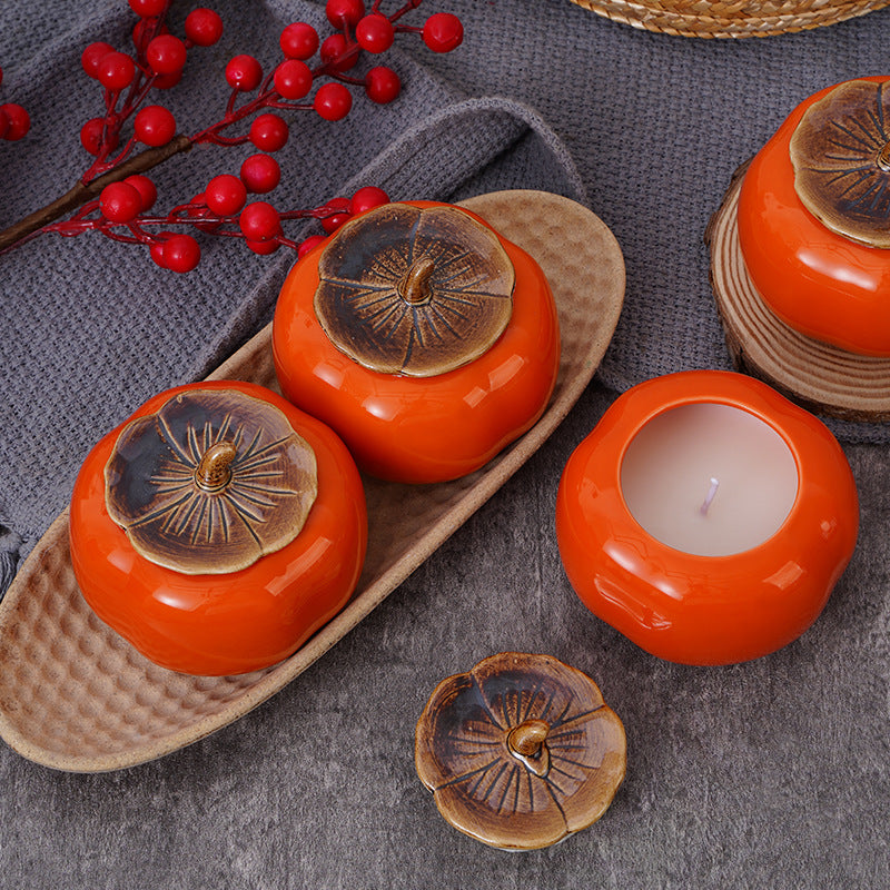 Keramisches Persimmon-förmiges Deckel-Trinket-Glas-Set