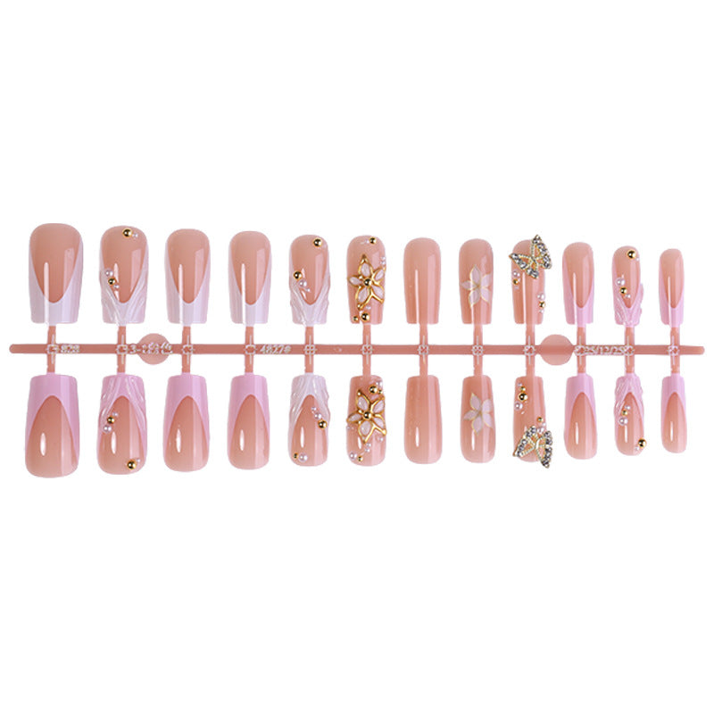 Dekoratives Press-On Nagelkunst-Set mit Kristallakzenten Karnz