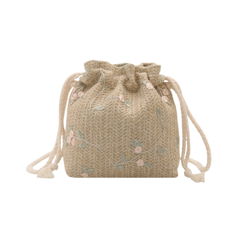 Bestickte Kordelzug Mini-Handtasche