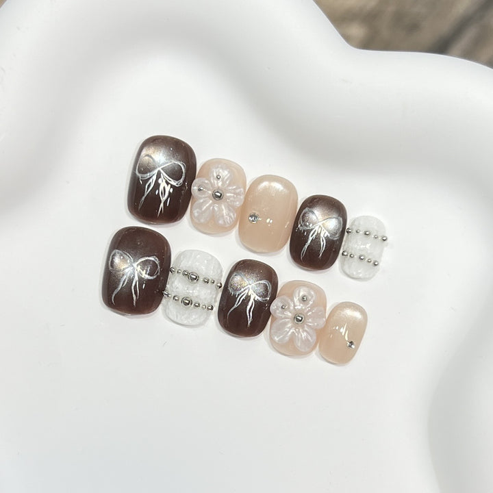 Dekorative 3D Blumen Press-On Nageltips