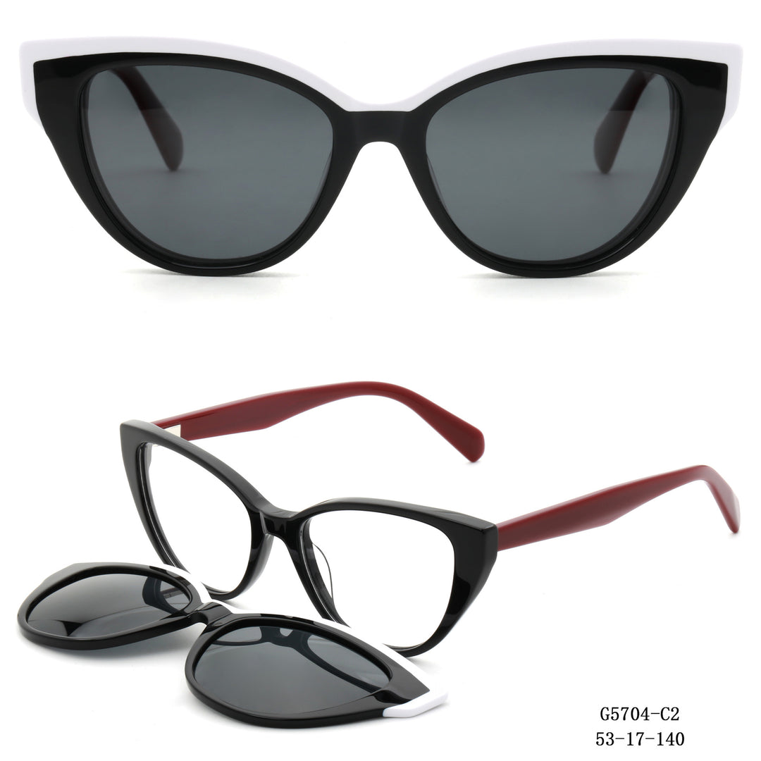 Damen Cat-Eye Sonnenbrille mit abnehmbaren Gläsern Karnz