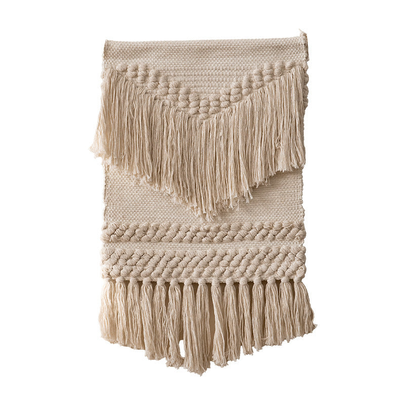 Boho-Wandbehang Makramee mit handgeknüpften Fransen und gewebten Zopfmustern Karnz