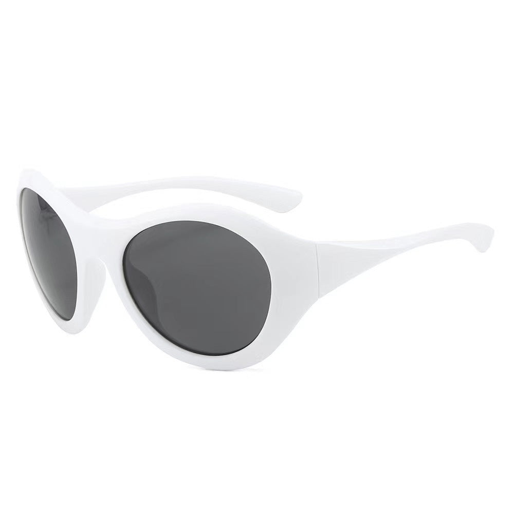 Damen Modische Ovale Sonnenbrille mit transparentem Rahmen Karnz