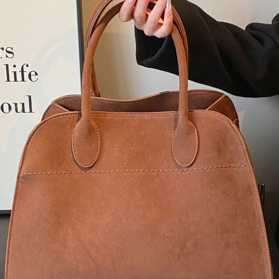 Damen Elegante Handtasche aus hochwertigem Wildleder mit verstärktem Tragegriff Karnz