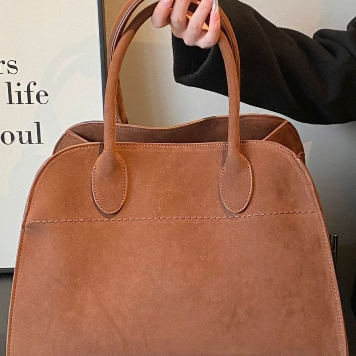 Damen Elegante Handtasche aus hochwertigem Wildleder mit verstärktem Tragegriff Karnz