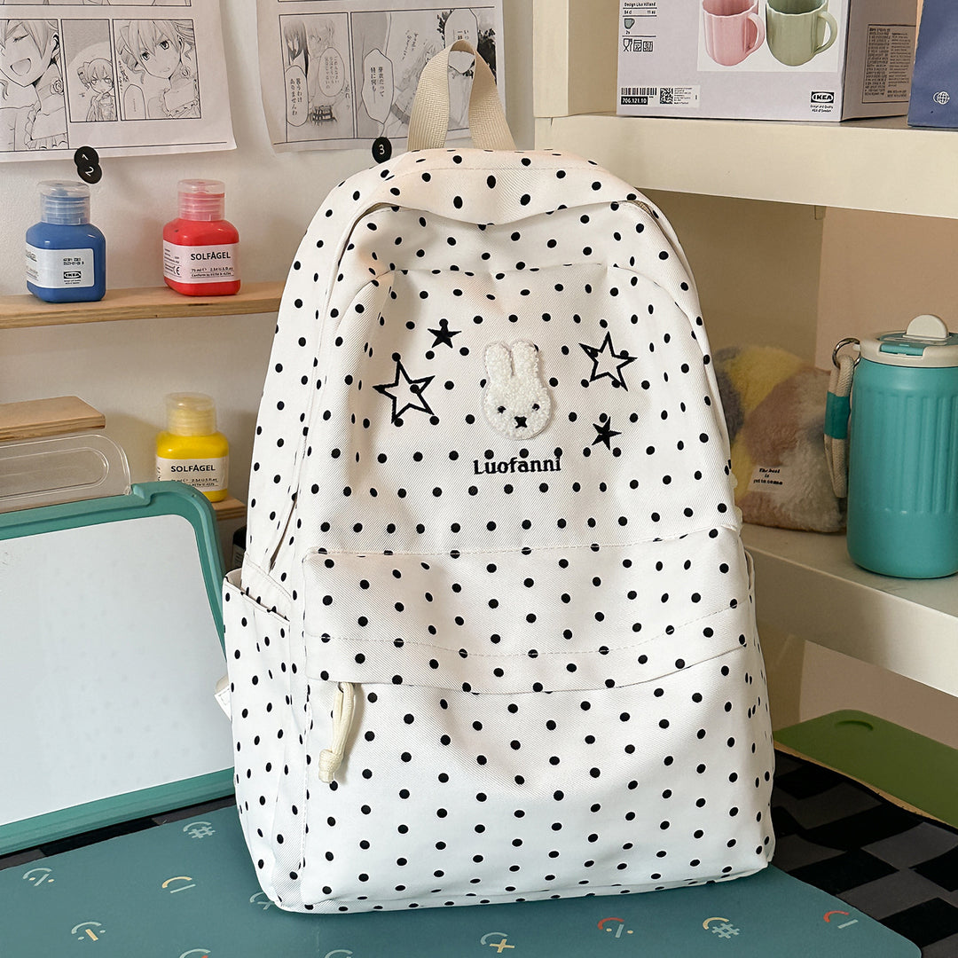 Polka Dot Rucksack mit süßen Figurenakzenten Karnz