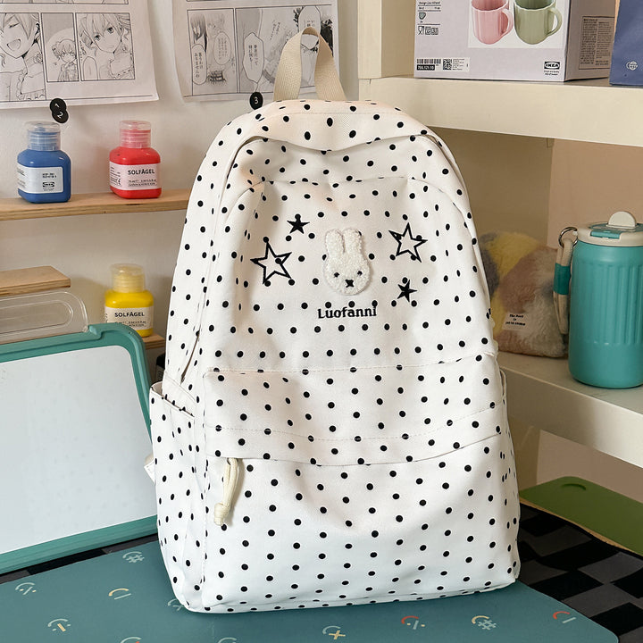 Polka Dot Rucksack mit süßen Figurenakzenten Karnz