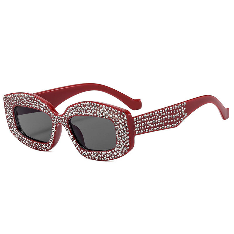 Damen auffällige Sonnenbrille mit glamourösen Strasssteinen Karnz