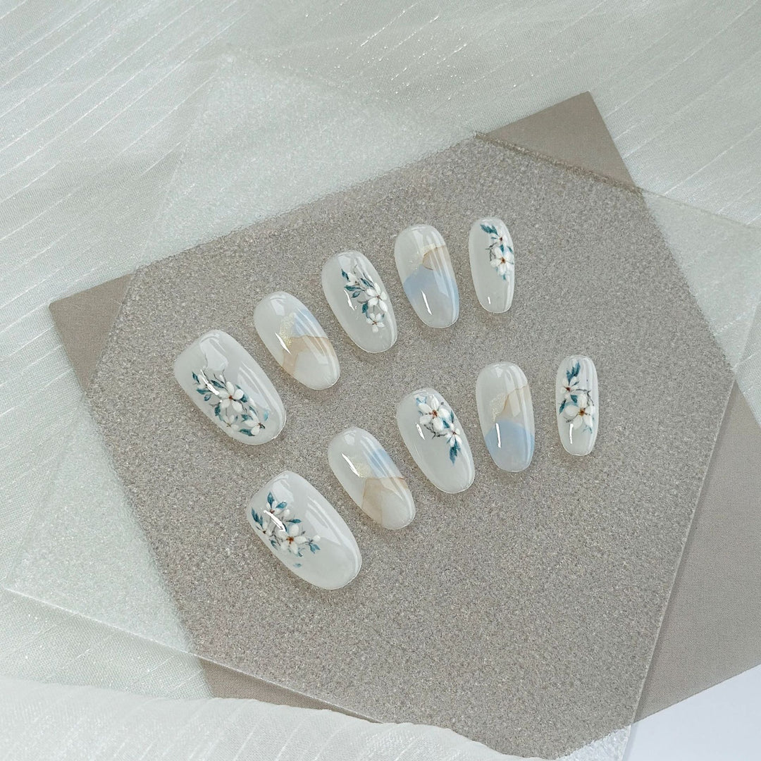 Blumenmuster Press-On Nagelkunst Set
