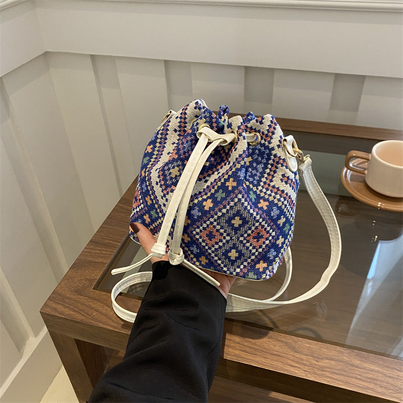 Bohemian-Stil Kordelzug Eimer Tasche