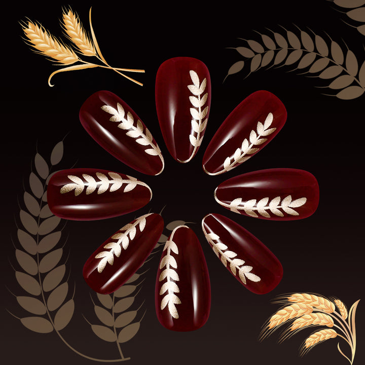 Elegante Botanische Press-On Nagelkunst Karnz