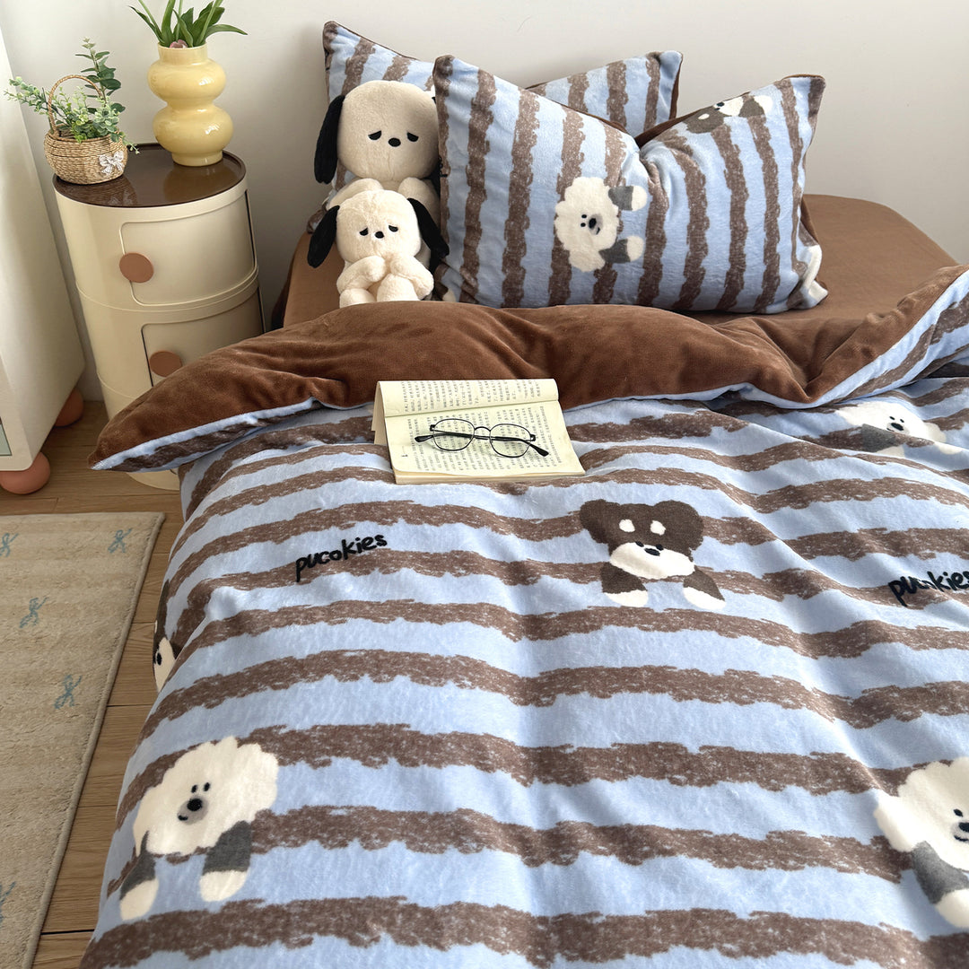 Cartoon-Themen Fleece Bettbezug Set