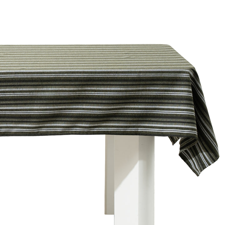 Tischdecke aus Baumwoll-Leinen mit filigranem Streifenwebmuster