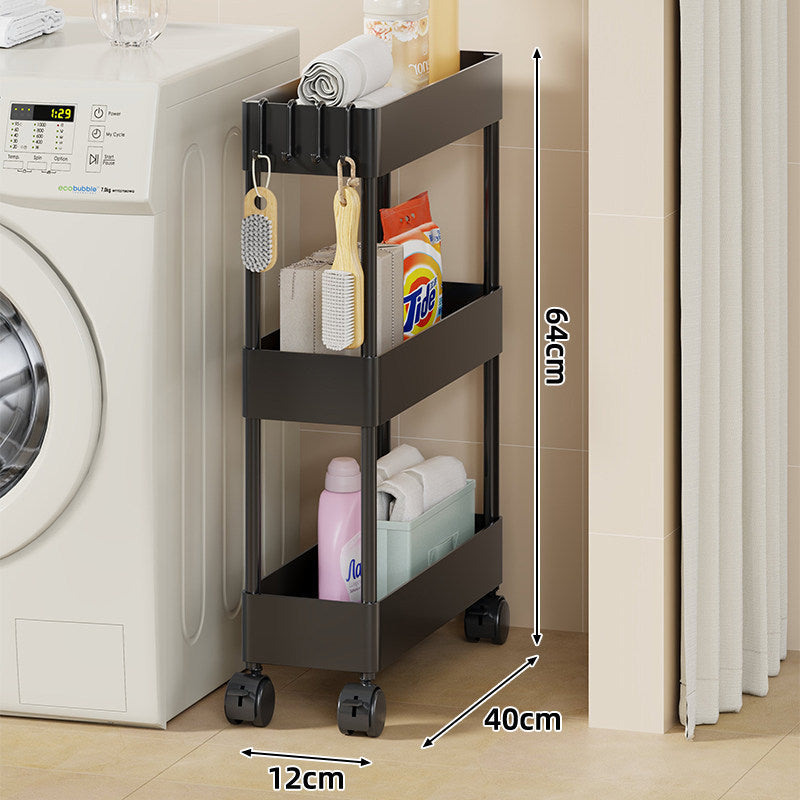 Slim Four-Tier Rolling Laundry und Badezimmer Aufbewahrungswagen mit tiefen Tablettkörben und verriegelbaren Drehrollen