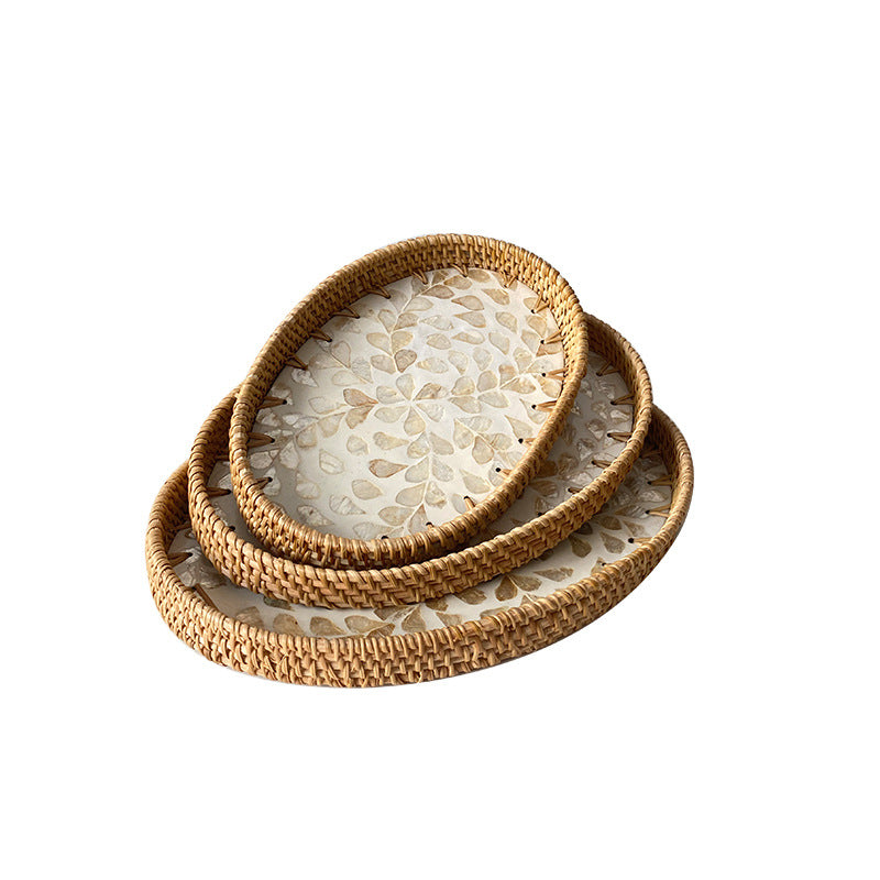 Damen Eleganter Servierteller-Set aus handgewebtem Naturmaterial Karnz