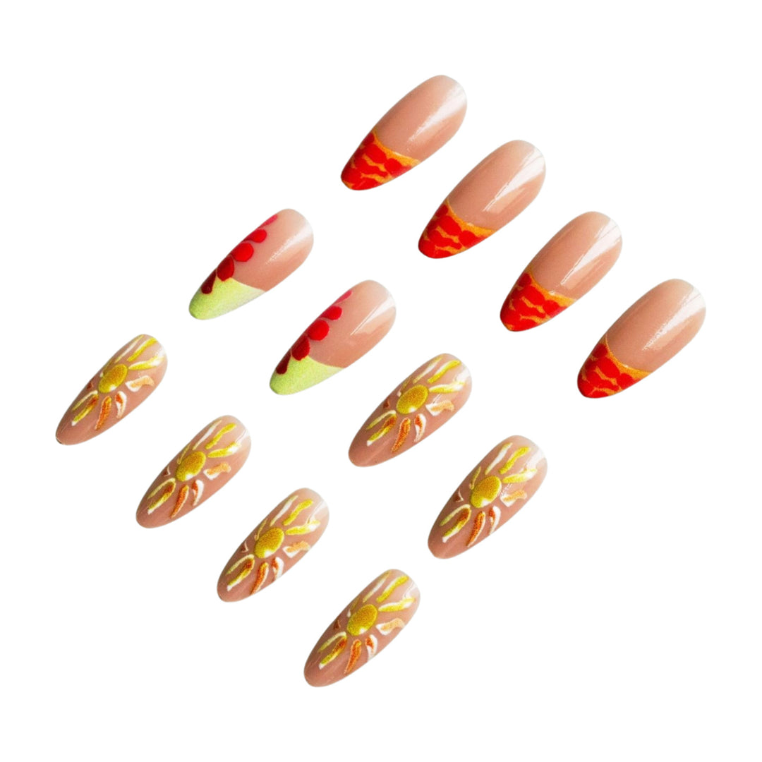 Künstlerisches Sommer-Themen-Acryl-Nagelkunstset