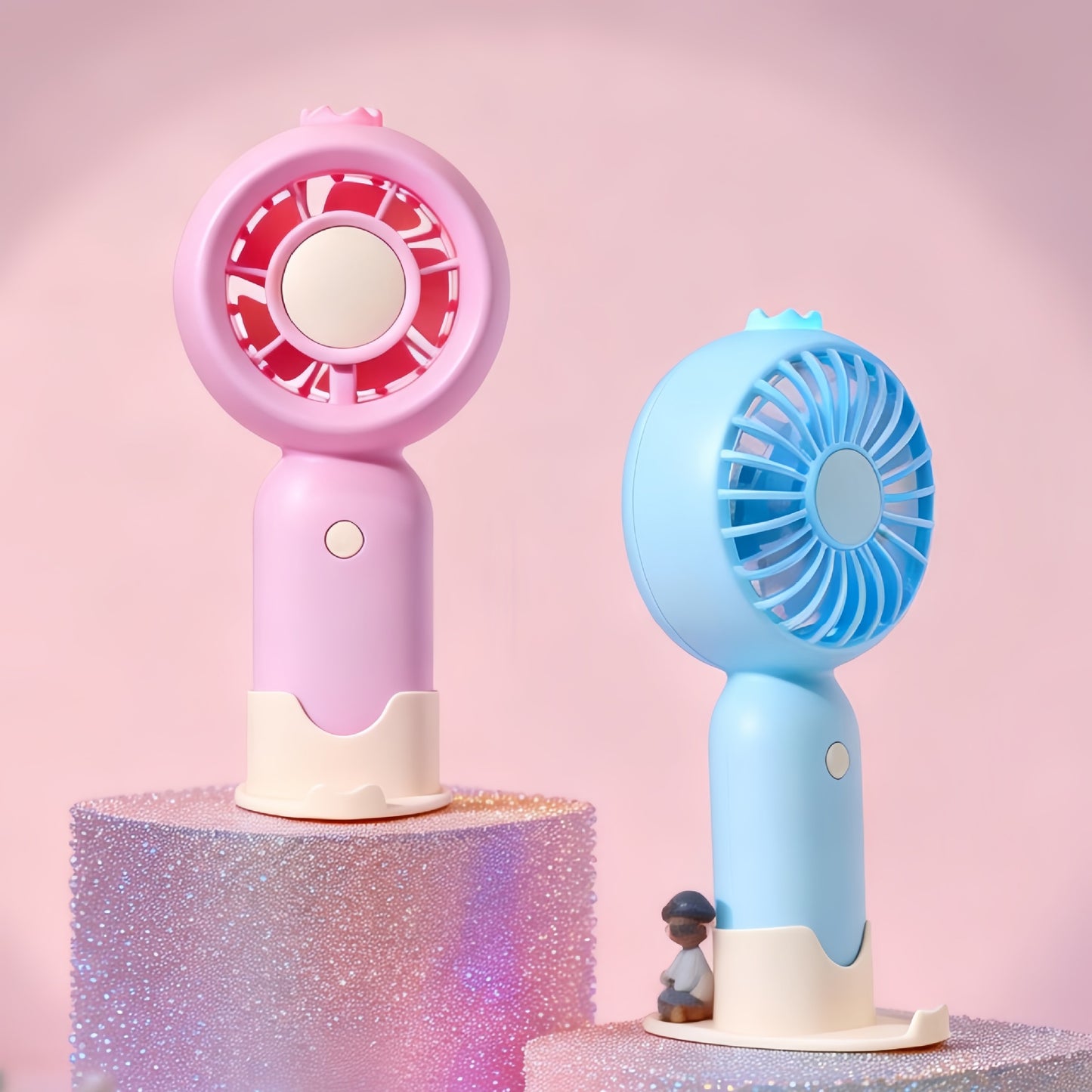 Damen Tragbarer Mini-Lüfter mit USB-Ladefunktion und LEDs Karnz