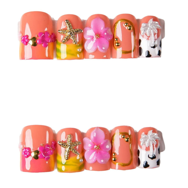 Blumen-Dekoration Press-On Nagelset
