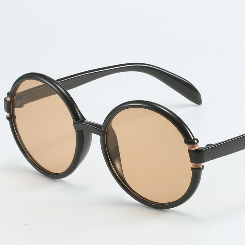 Damen runde Sonnenbrille im trendigen Leopardenmuster mit UV-Schutz Karnz