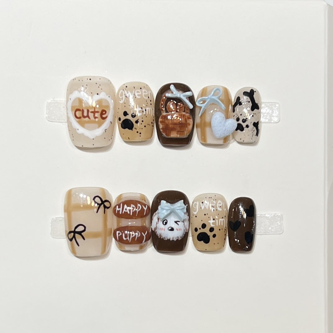 Verspielt Cartoon-Hund-Themen Press-On Nagelkunst Set Karnz
