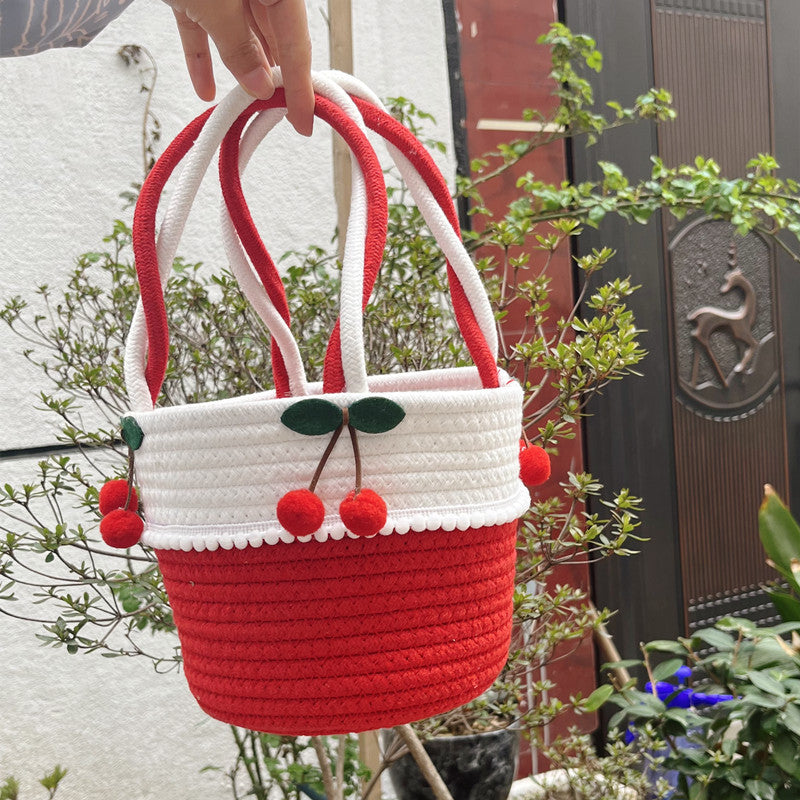 Damen Verspielter Aufbewahrungskorb mit Pom-Pom-Verzierung Karnz