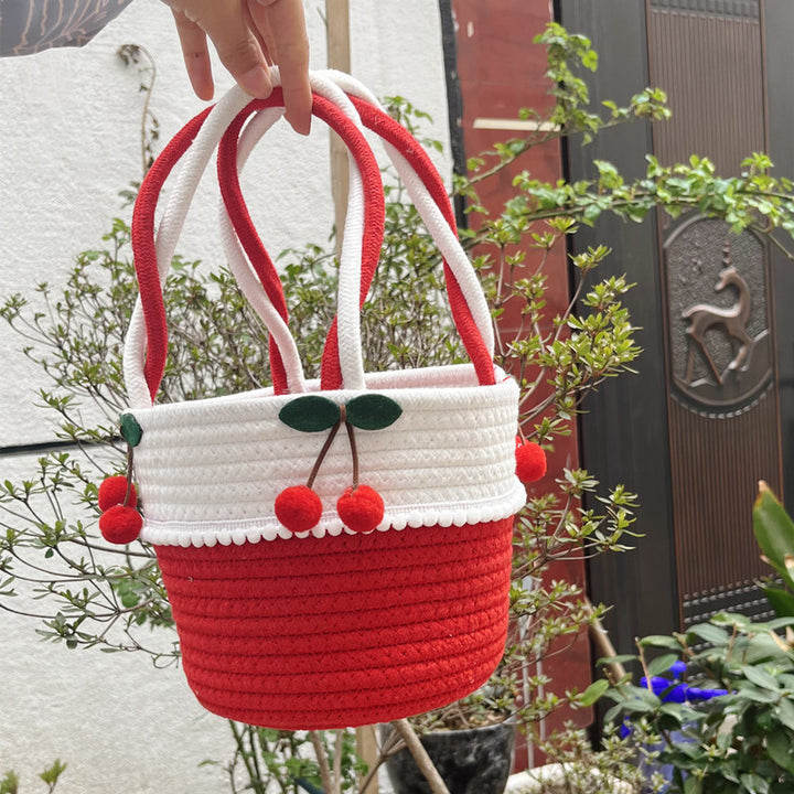Damen Verspielter Aufbewahrungskorb mit Pom-Pom-Verzierung Karnz