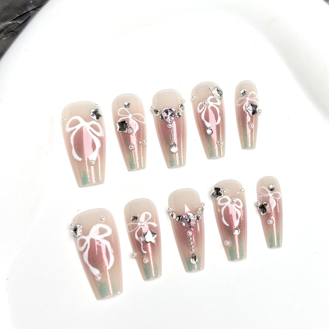 Elegantes Gradient Press-On Nagelkunst Set