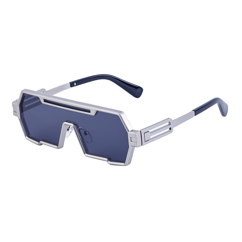 Damen modische Sonnenbrille im futuristischen Design mit breitem Rahmen Karnz