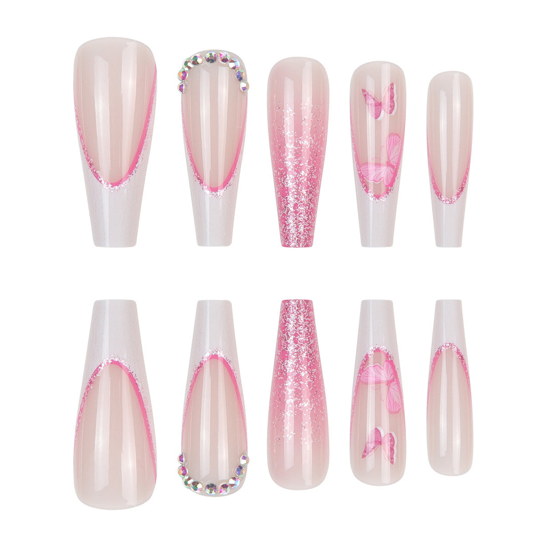 Elegante Floral Stiletto Press-On Nägel Karnz