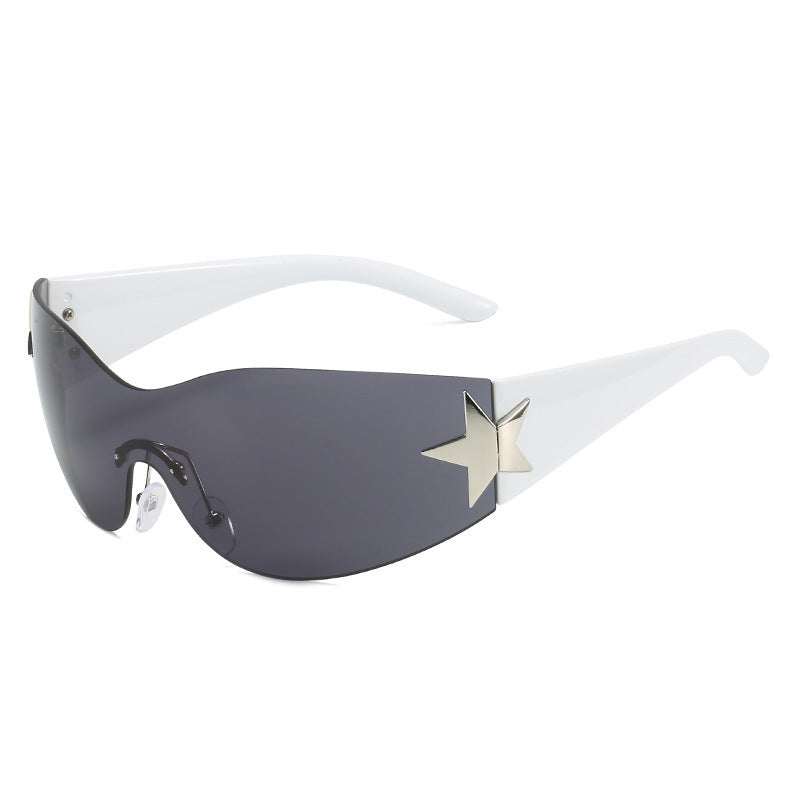 Modebewusste Shield-Sonnenbrille mit Sternakzent Karnz
