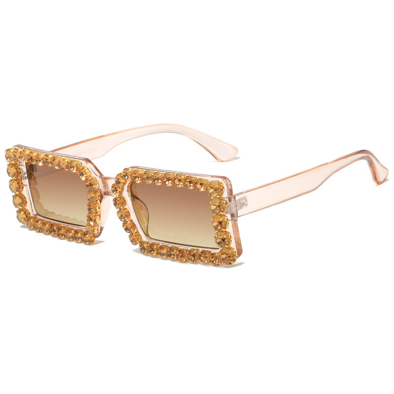 Damen modische Sonnenbrille mit glitzernder Rahmenverzierung Karnz