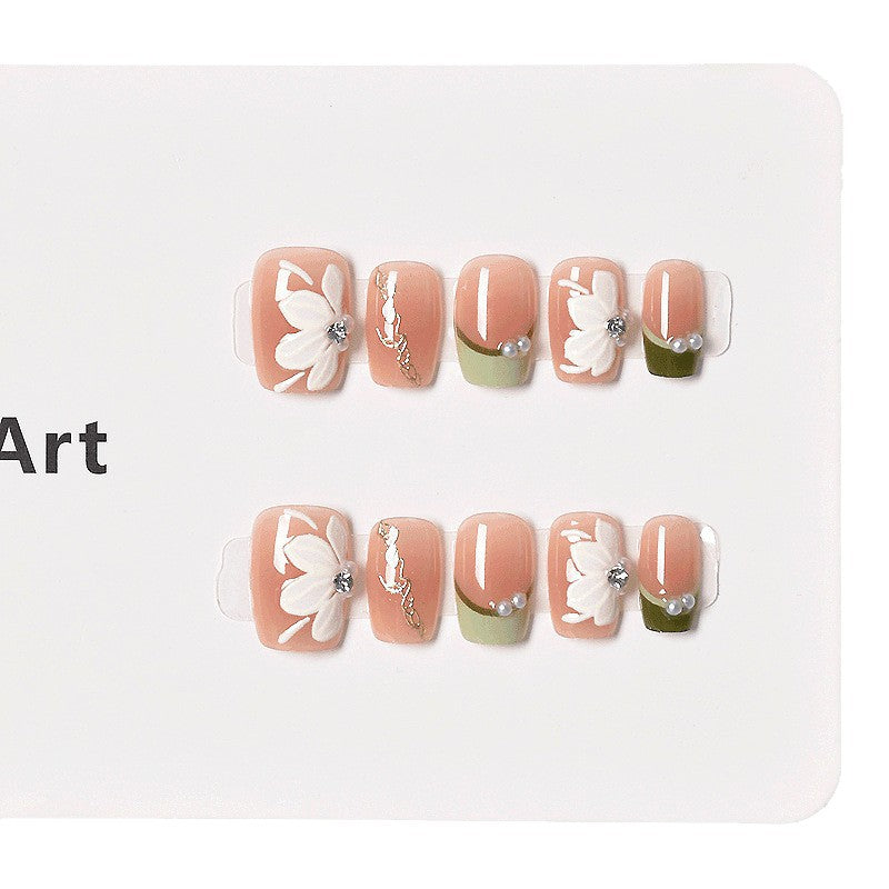 Blumen-inspiriertes Press-On Nagelset Karnz