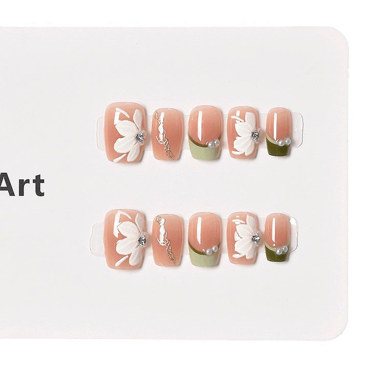 Blumen-inspiriertes Press-On Nagelset Karnz
