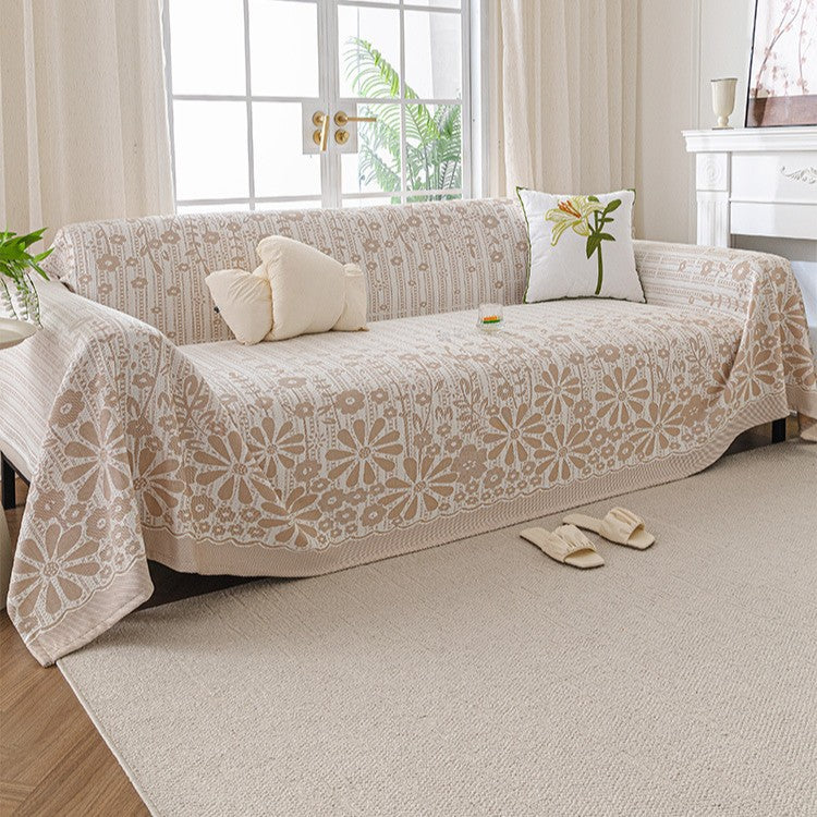 Elegante Blüten Design Sofa Wurfdecke