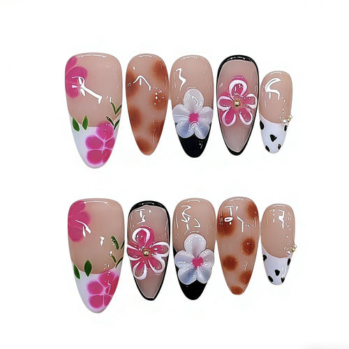Künstlerisches Floral Press-On Nagelset Karnz 1787296026