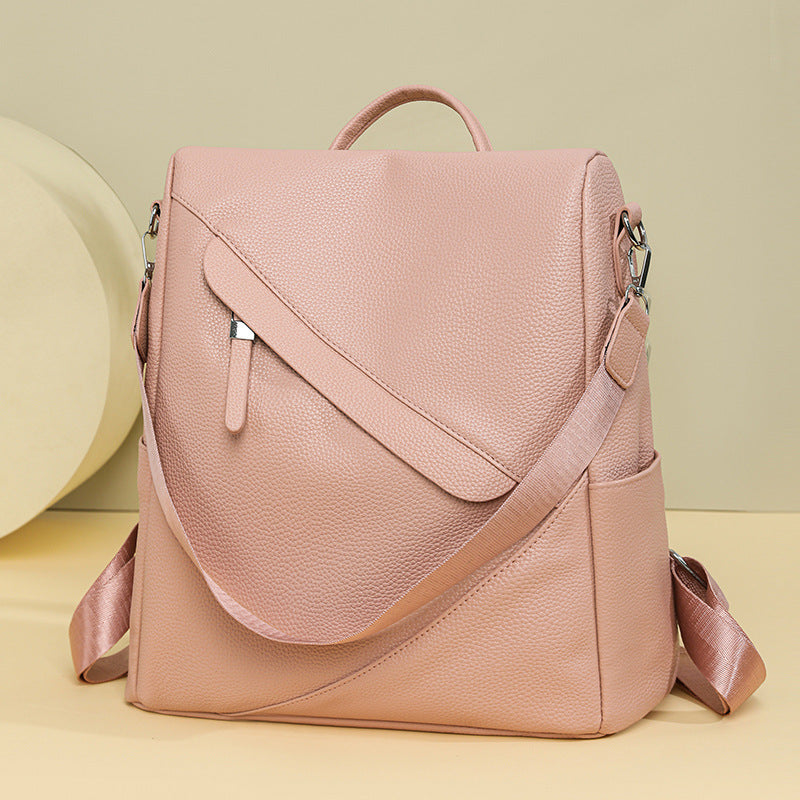 Chic Texturierter Leder Rucksack Karnz