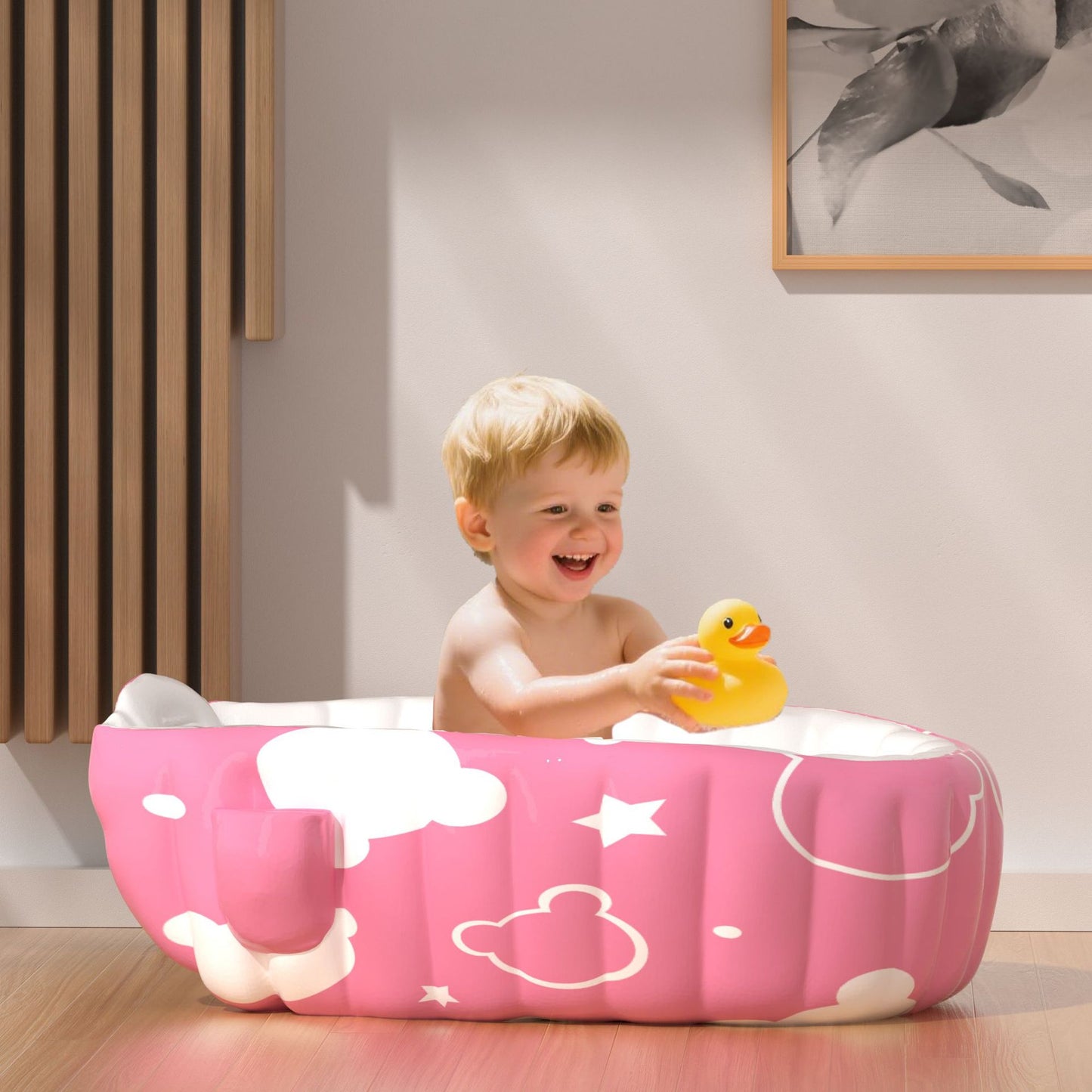 Unisex Aufblasbare Komfort-Badewanne mit seitlichen Ablagen Karnz