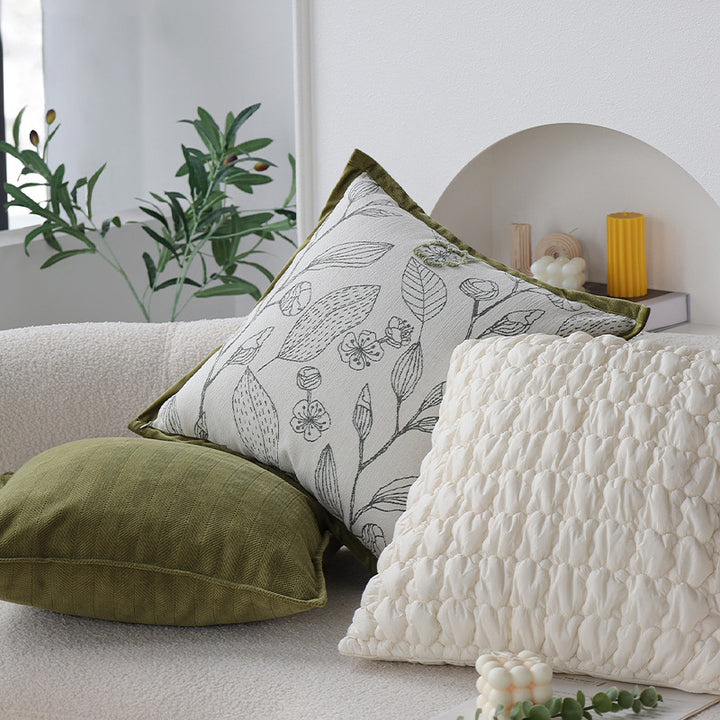 Quadratischer dekorativer Kissenbezug mit strukturierter Chenille-Oberfläche und verdecktem Reißverschluss Karnz
