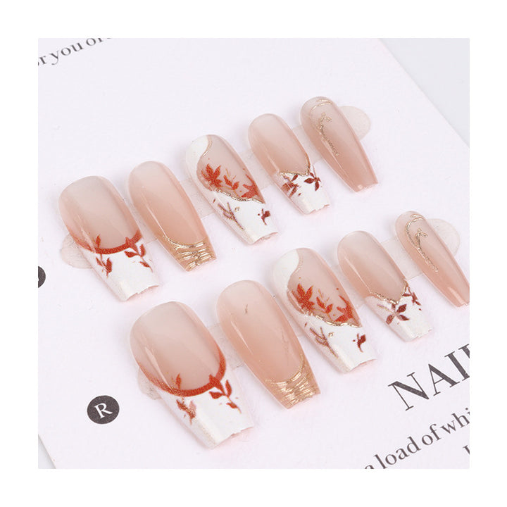 Künstlerisches Press-On Nagelset mit einzigartigem floralen Design
