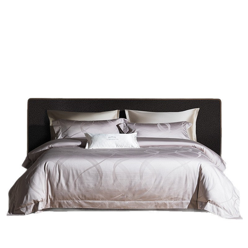 Luxuriöser Baumwoll-Satin-Jacquard-Bettbezug mit Umschlag-Kissenbezügen