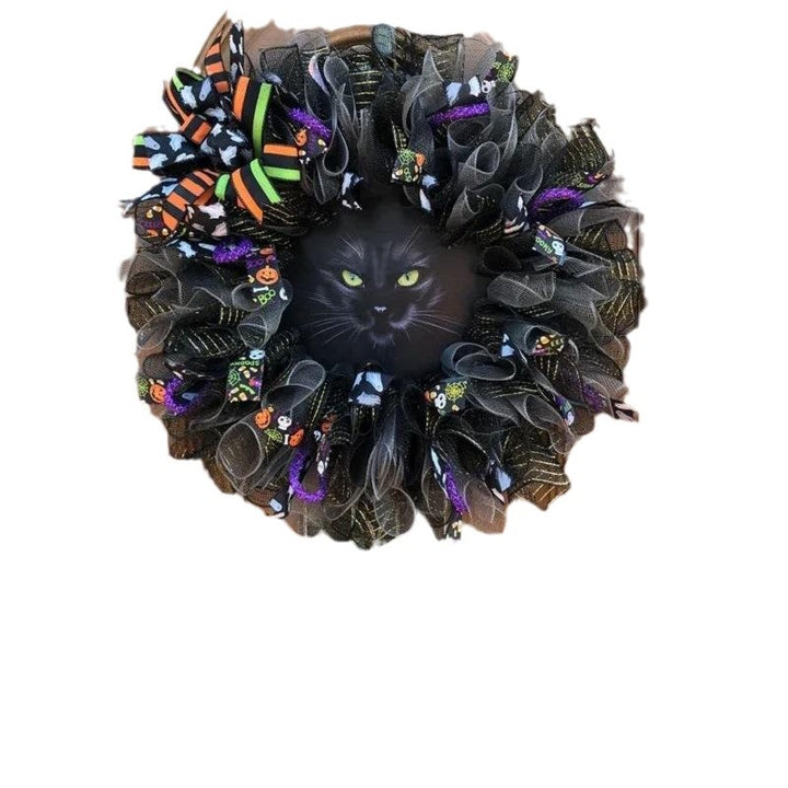 LED Illuminierte Halloween Katzenkranz