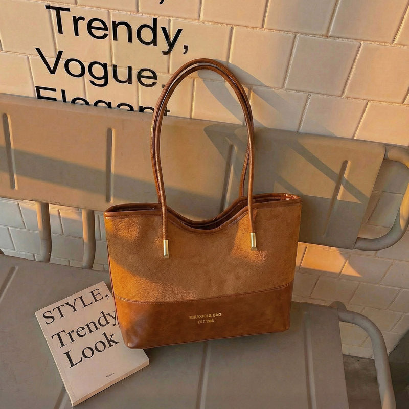 WoStylish Wildleder und Leder Schulter Tote Tasche Karnz