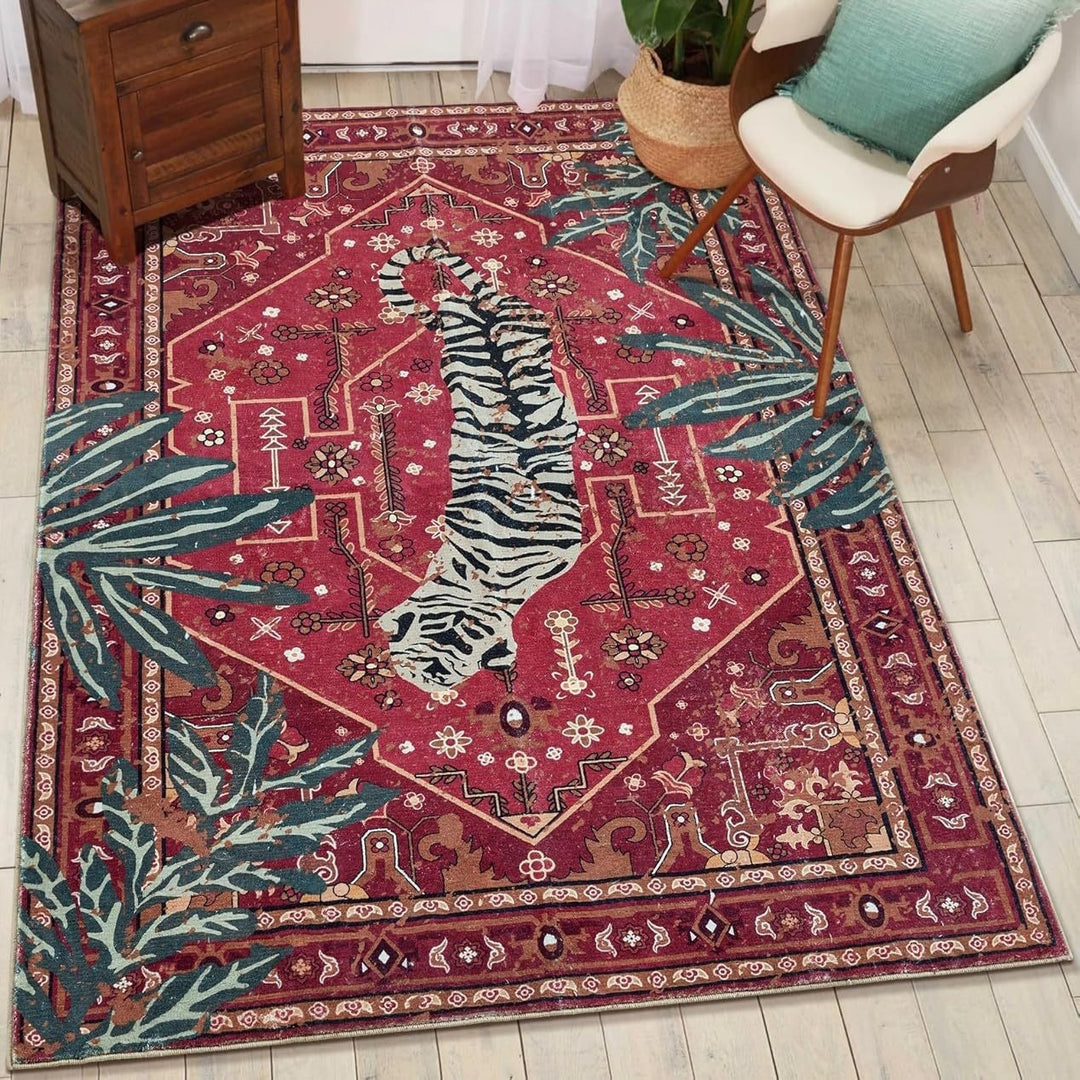 Künstlerischer Tigerprint Bereichsteppich Karnz
