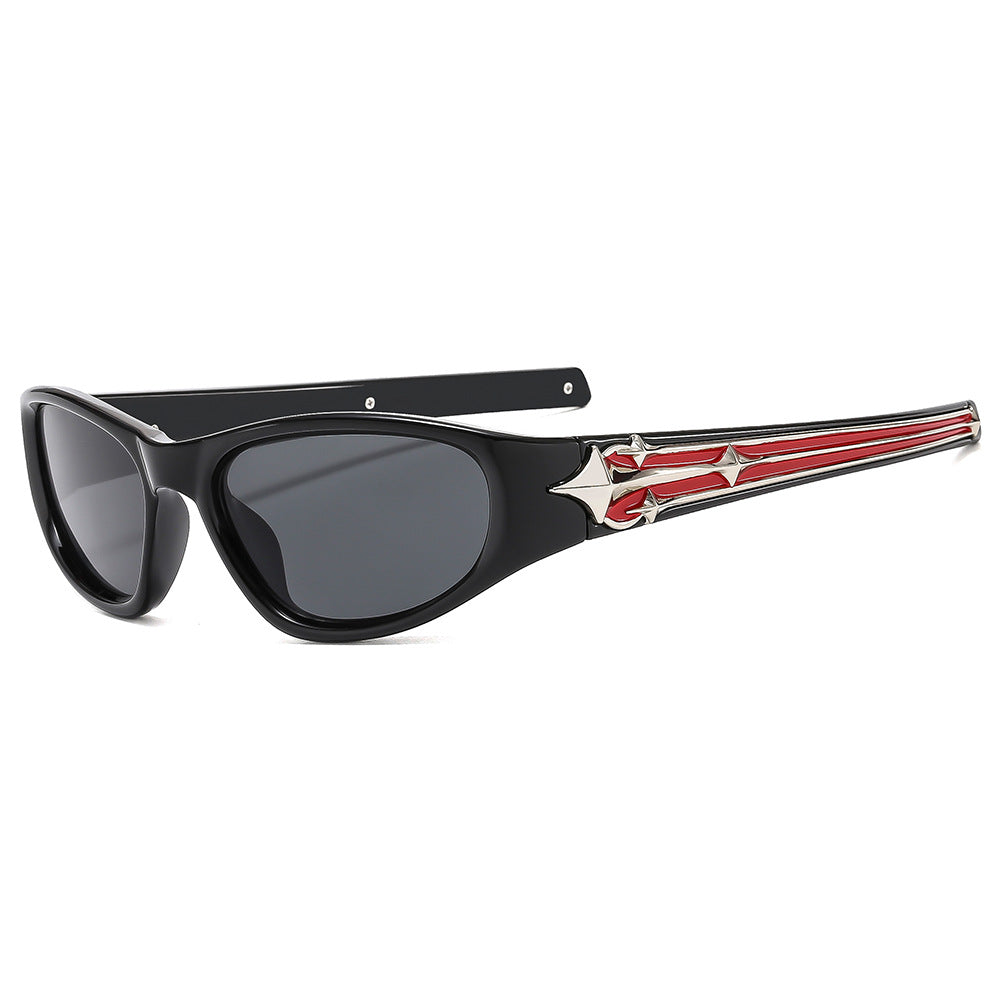 Damen stylische Sportsonnenbrille mit modischem Rahmen und UV-Schutz Karnz