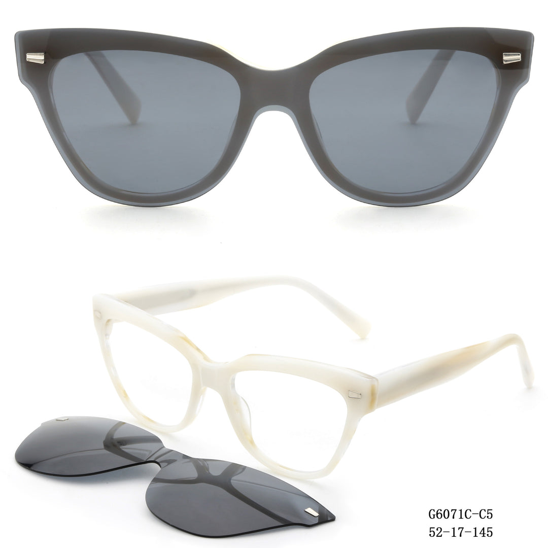 Damen modische Cat-Eye Sonnenbrille mit abnehmbaren Gläsern Karnz