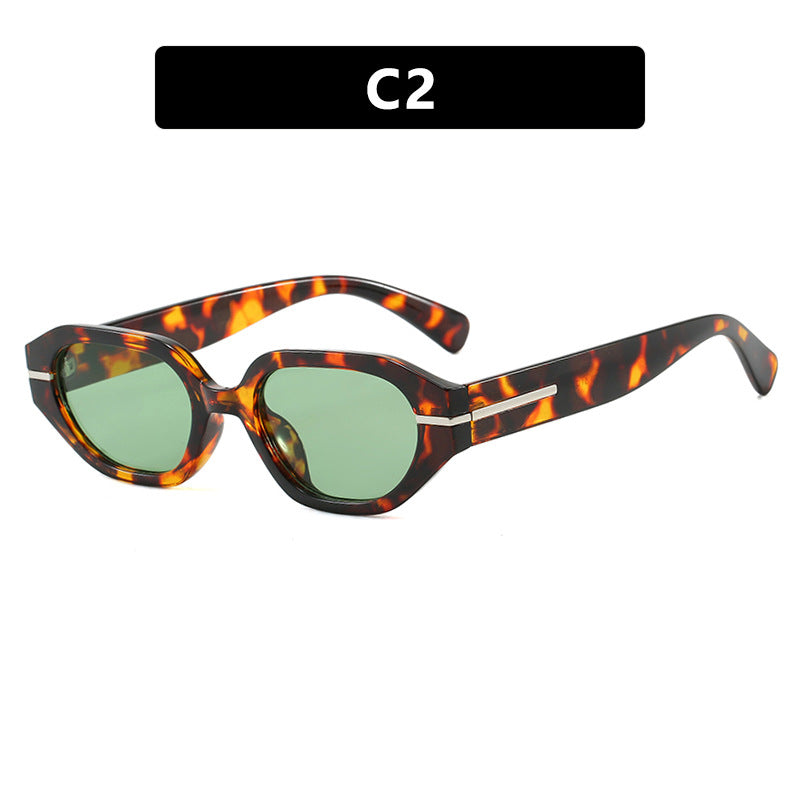 Damen stilvolle geometrische Sonnenbrille mit verspiegelten Gläsern und einzigartigem Rahmen Karnz