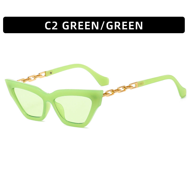 Chic Katzenaugensonnenbrille mit Kettenakzenten