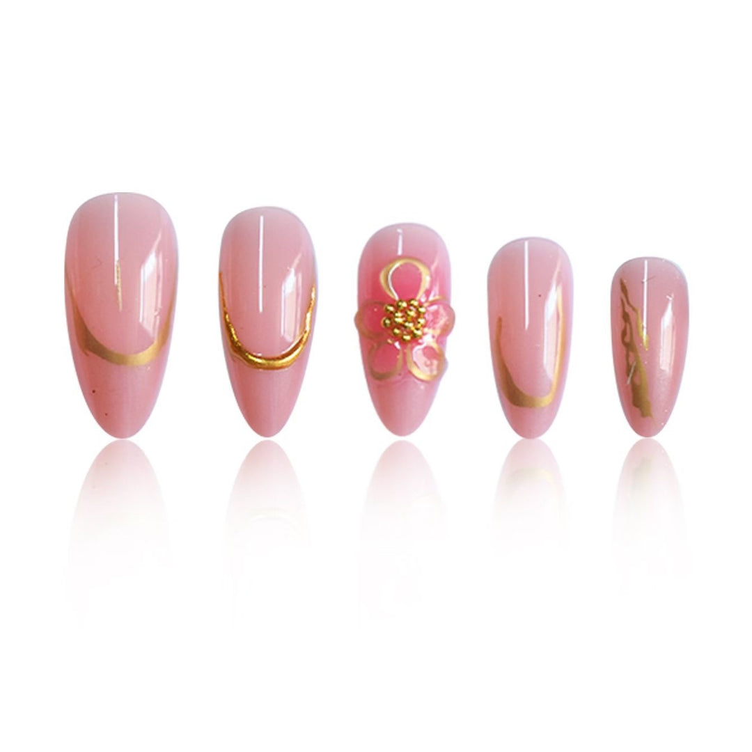 Dekorative Florale Press-On Nagelkunst Set Karnz
